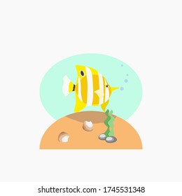 Color butterfly fish, cartoon vector illustration
