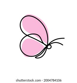 Color butterfly as line drawing, isolated on the white. Vector