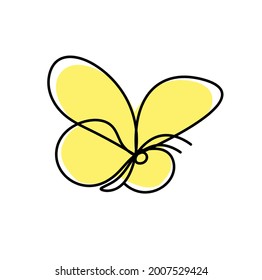 Color butterfly as line drawing, isolated on the white. Vector