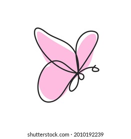 Color butterfly as line drawing, isolated on the white. Vector