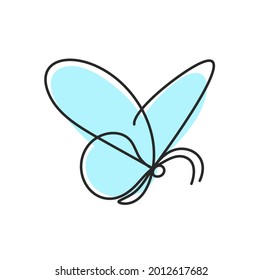 Color butterfly as line drawing, isolated on the white. Vector