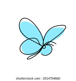 Color butterfly as line drawing, isolated on the white. Vector