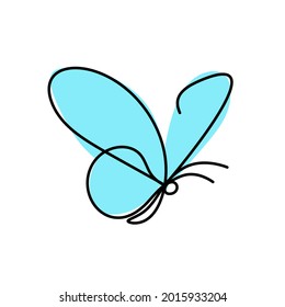 Color butterfly as line drawing, isolated on the white. Vector