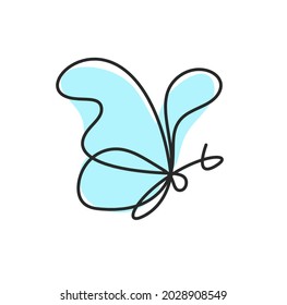 Color butterfly as line drawing, isolated on the white. Vector