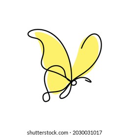 Color butterfly as line drawing, isolated on the white. Vector