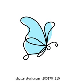 Color butterfly as line drawing, isolated on the white. Vector