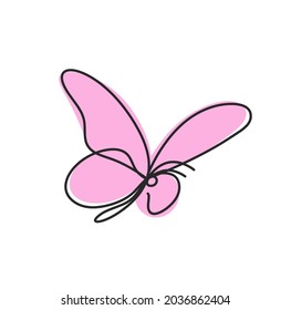 Color butterfly as line drawing, isolated on the white. Vector