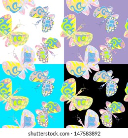 Color Butterfly seamless pattern