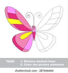 Color the butterfly wing. Restore dashed lines. Color the picture elements. Page to be color fragments. 