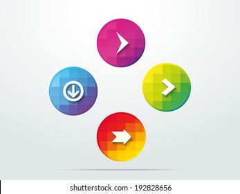 Color button arrows info graphic web icon