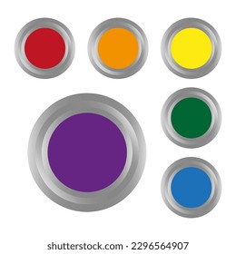 color buttons. Button pin badge. Emergency symbol. Vector illustration.