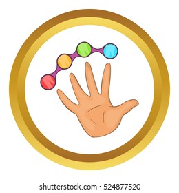 Color buttons vector icon in golden circle, cartoon style isolated on white background