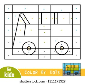 Color by dots, education game for children, Bus