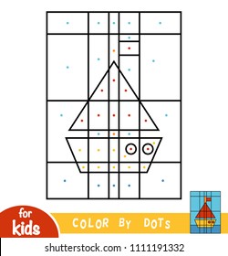 Color by dots, education game for children, Yacht