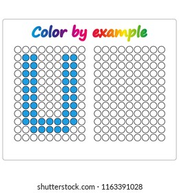 Color by example. Learning alphabet, letters. worksheet for preschool children, kids. ABC Coloring Book for children. Puzzle for children. 