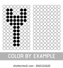 Color by example. Learning alphabet, letters. worksheet for preschool children, kids. ABC Coloring Book for children. Puzzle for children, alphabet Y.