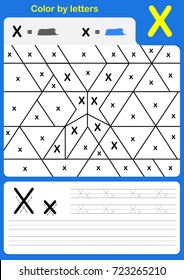 Color by letter alphabet worksheet : Color and Writing A-Z