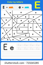 Color by letter alphabet worksheet : Color and Writing A-Z