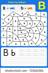 Color by letter alphabet worksheet : Color and Writing A-Z