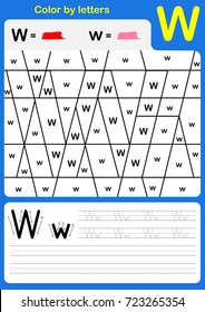 Color by letter alphabet worksheet : Color and Writing A-Z