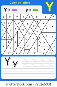 Color by letter alphabet worksheet : Color and Writing A-Z