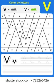 Color by letter alphabet worksheet : Color and Writing A-Z