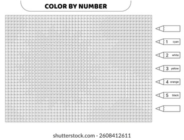 Color by number. Black and white. Sun, sky, cloud. Pixel coloring book. Numbered squares. Game for kids. Pixel art. Isolated vector illustration eps 10