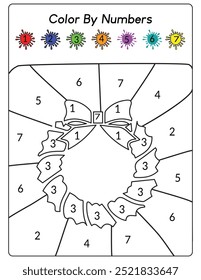 color by Number Christmas worksheet for kids