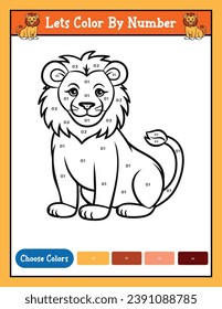 Color by number coloring page printable activity With Cute Lion