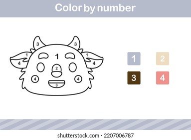 color by number of cute animal ,education game for kids age 5 and 10 Year Old