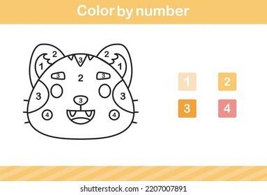 color by number of cute animal ,education game for kids age 5 and 10 Year Old