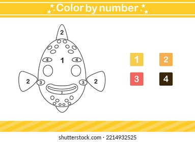 color by number of cute animal Educational game suitable for kids