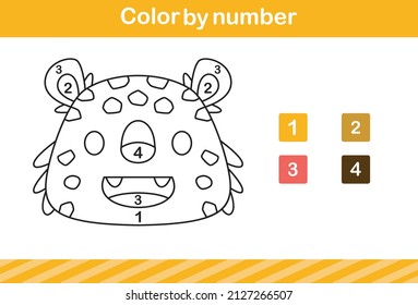 color by number of cute animal.Educational game suitable for kids and preschool