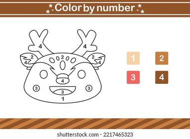 color by number of cute animal.Educational game suitable for kids and preschool