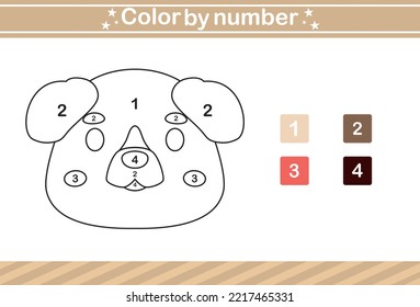 color by number of cute animal.Educational game suitable for kids and preschool