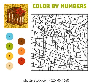 Color by number, education game for children, Cake