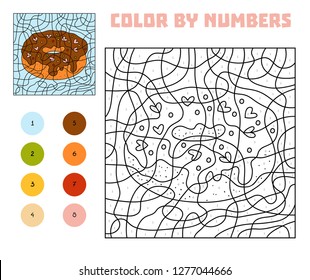 Color by number, education game for children, Donut