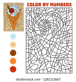 Color by number, education game for children, Ice cream cone