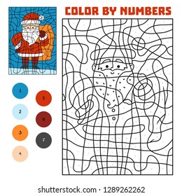 Color by number, education game for children, Santa Claus