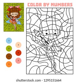 Color by number, education game for children, Fairy