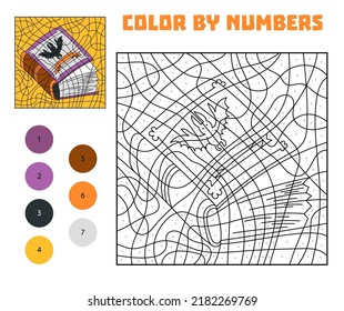 Color By Number, Education Game For Children, Halloween Magic Book