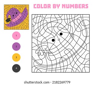 Color By Number, Education Game For Children, Hat. Halloween Cute Character