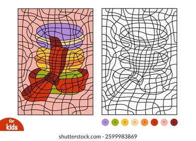 Color by number, education game for children, Macaroons