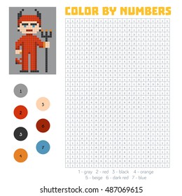 Color by number, education game for children, Devil