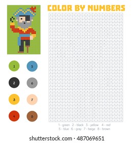 Color by number, education game for children, Pirate