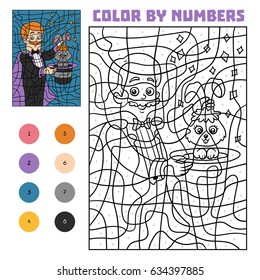 Color by number, education game for children, Illusionist