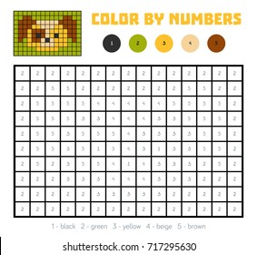 Color by number, education game for children, Dog