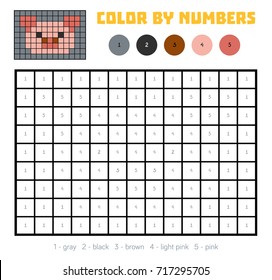 Color by number, education game for children, Pig