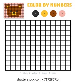 Color by number, education game for children, Bear