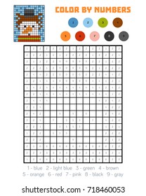 Color by number, education game for children, Snowman